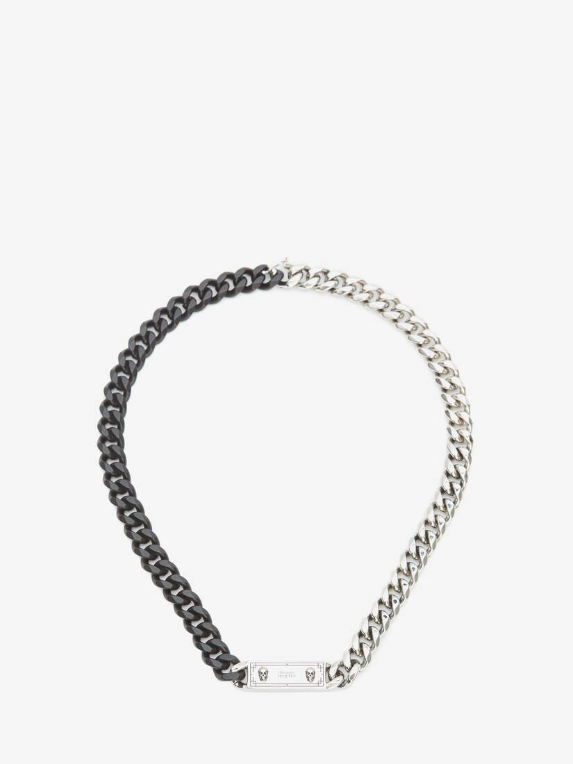 Collares Alexander McQueen Identity Chain Hombre - Negros/Plateados - Mexico 158-FEIGQC